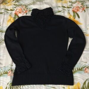Cache Black Turtleneck Sweater Timeless Knit Design